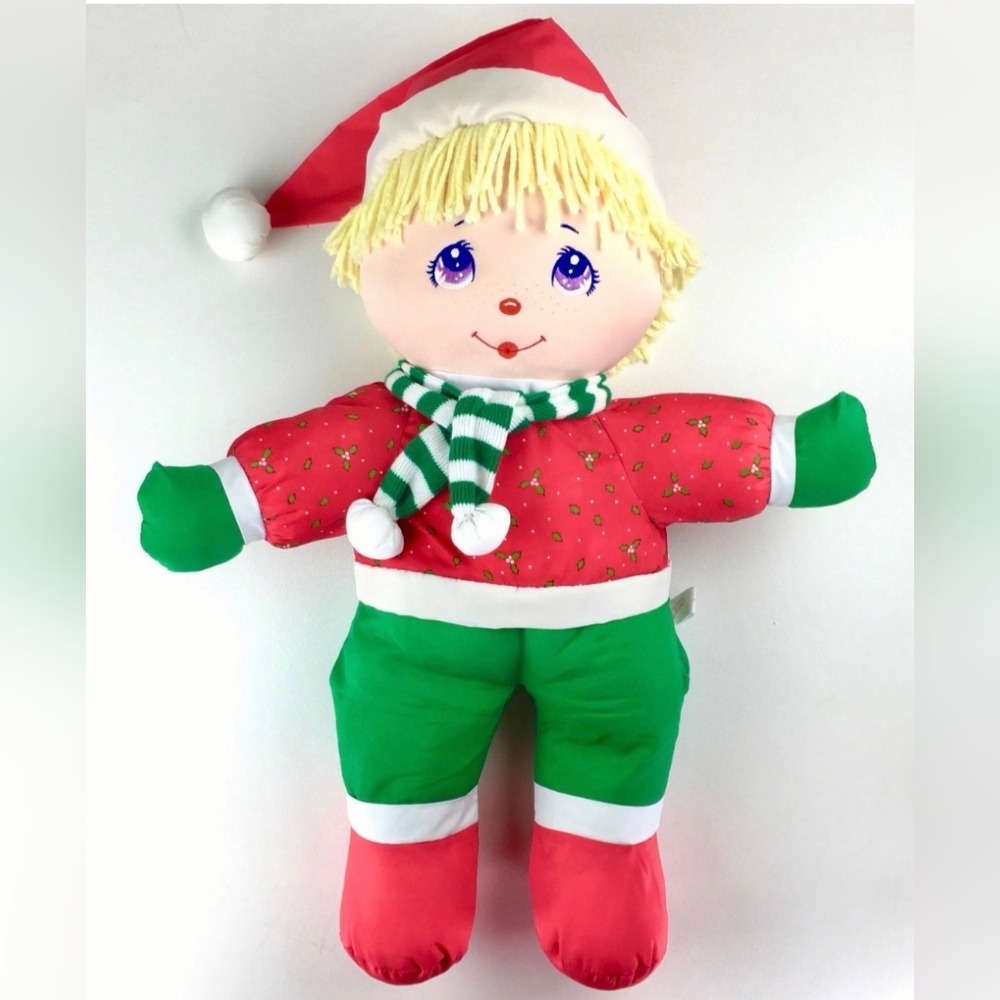 Dolly Mine Holiday Vintage 1987 Christmas Rag Doll Plush Toy Rare Jumbo Plush